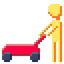person mowing lawn 8-bit art